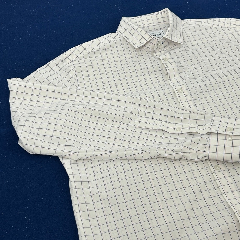 MIZZEN+MAIN Leward Shirt Mens Large White Plaid Button‎ Up Standard Fit